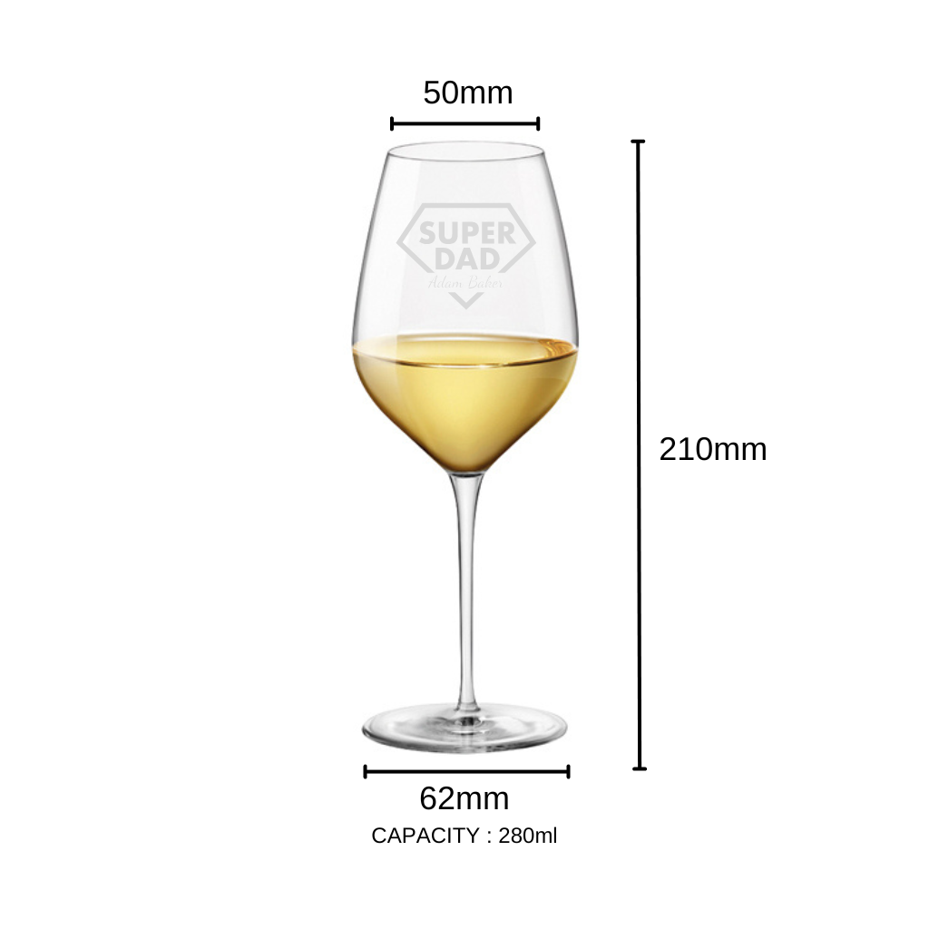 Super Dad's Refined Sip: White Wine Glass Personalized with Name.