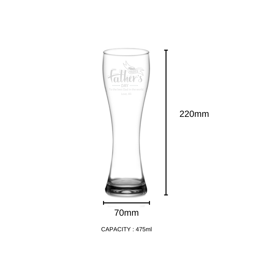 World's Best Dad: Father's Day Wishes Engraved on Long Beer Mug with your Name.