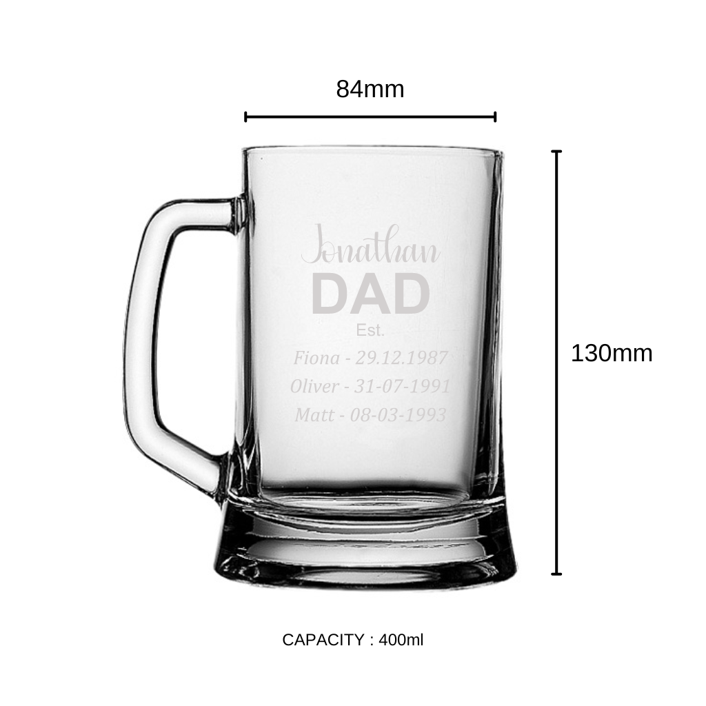Father's Day Special: Personalized Beer Mug with Dad and Kids' Names