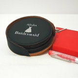 Dress Icon Bridesmaid Leather Coaster - Brown/Black Set of 6