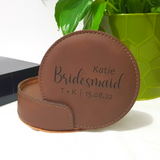 Bridesmaid Leather Coaster - Brown/Black Set of 6