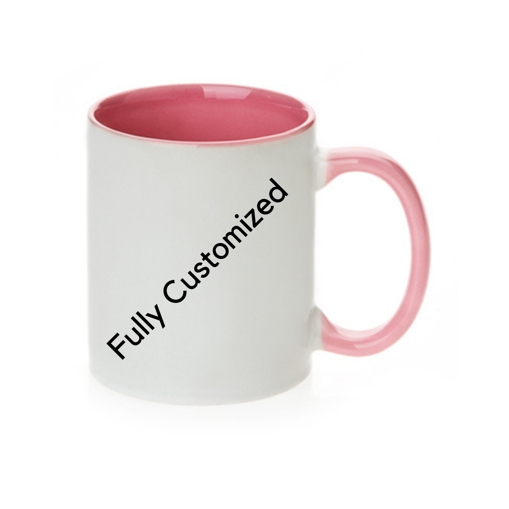 Fully Customized Mug - White and Pink Colour