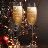 Personalised Champagne Flutes as Christmas Present - Set of 2