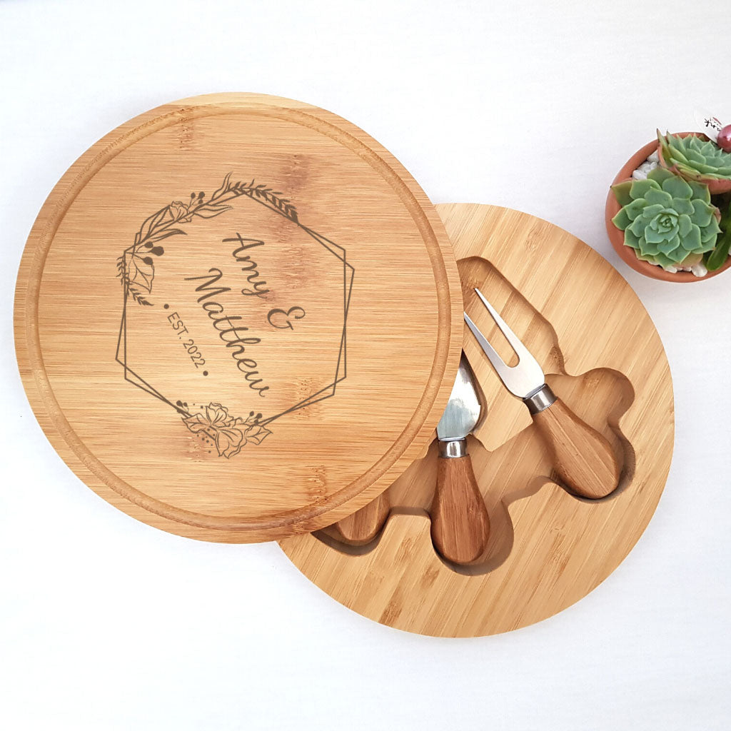 Personalised Wooden Cheese Board - Wedding or Anniversary Gift
