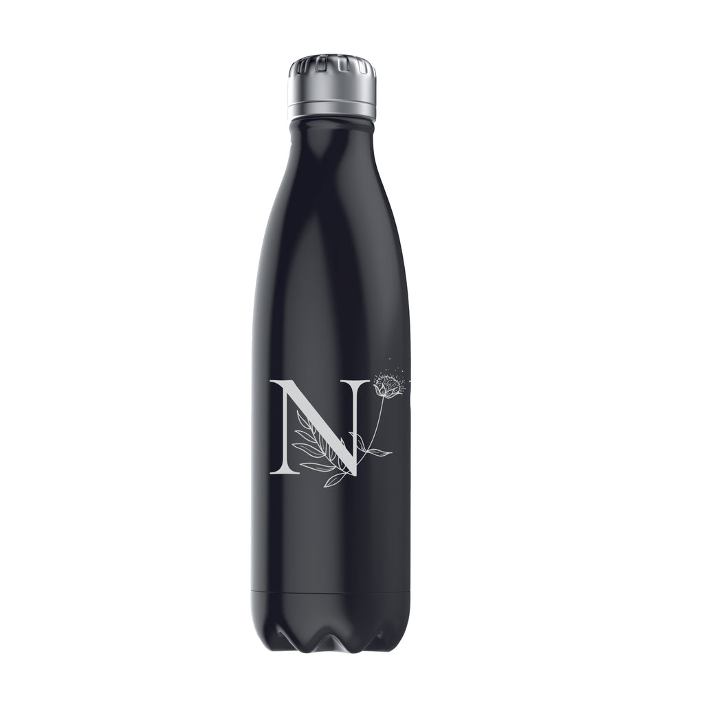 Stainless Steel Bottle Personalised with Floral Monogram