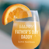 Happy Fathers Day Stemless Wine glass Personalised