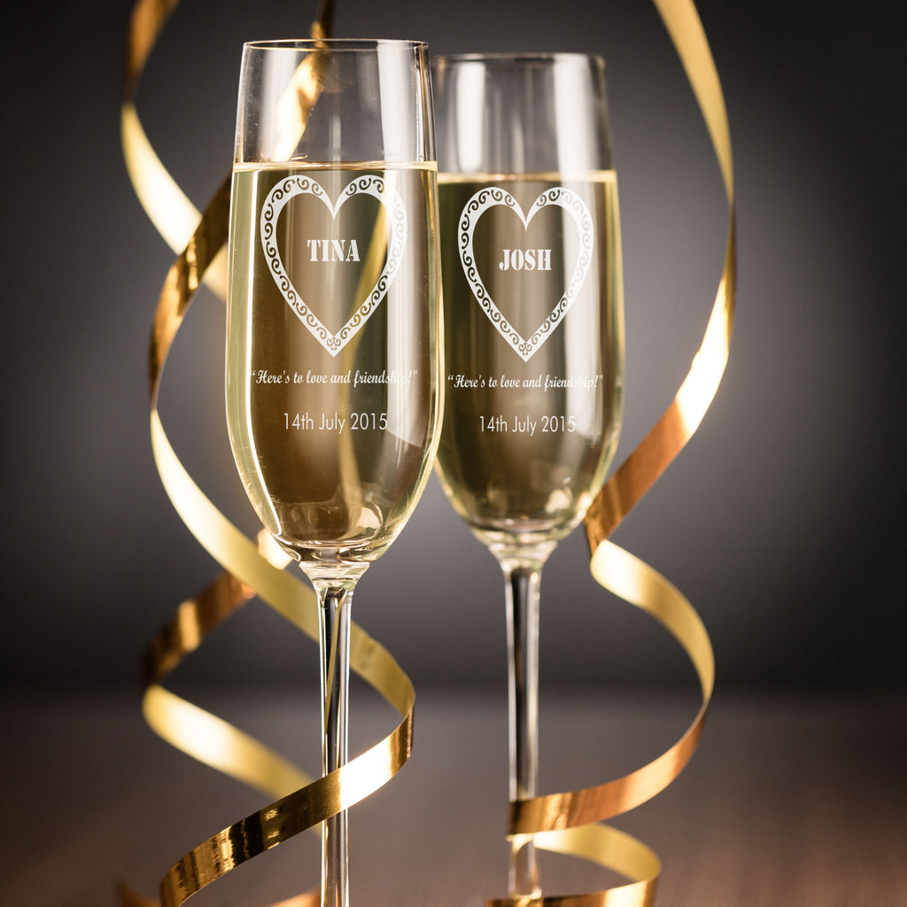 Champagne Flutes Personalised Wedding toast glasses - Set of 2