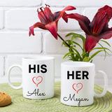 His and Hers Mugs - Mugs set with Names - Couple Gifts