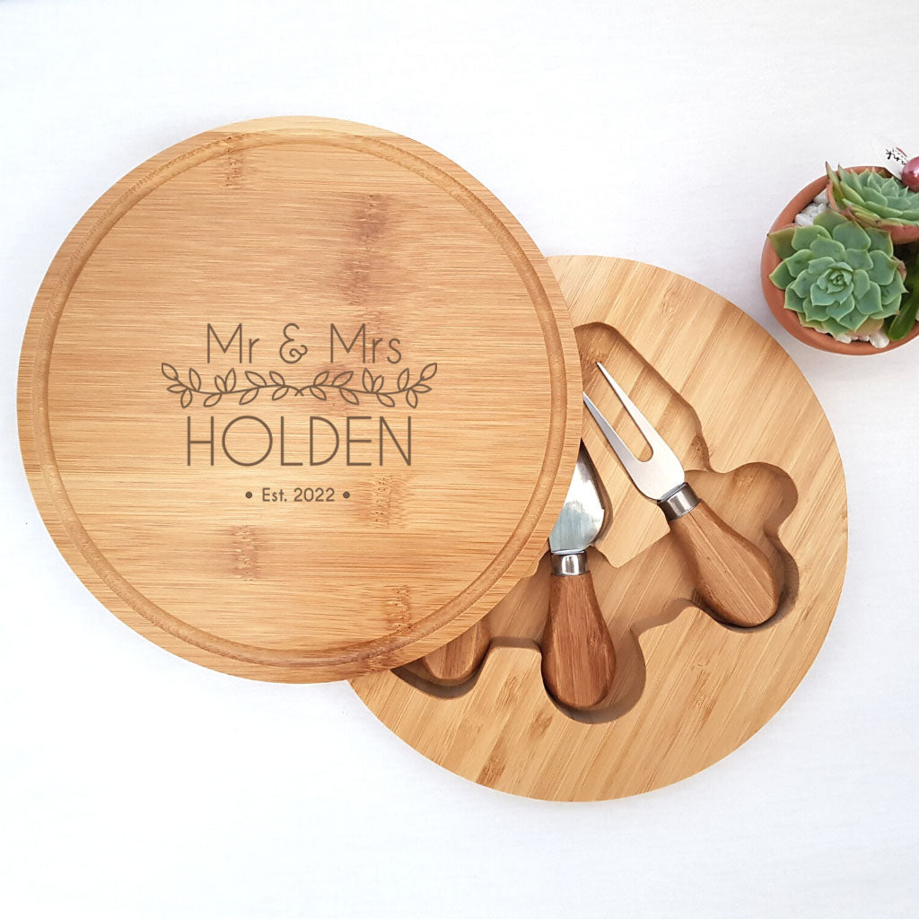 Personalised Wooden Cheese Board - Wedding or Anniversary Gift