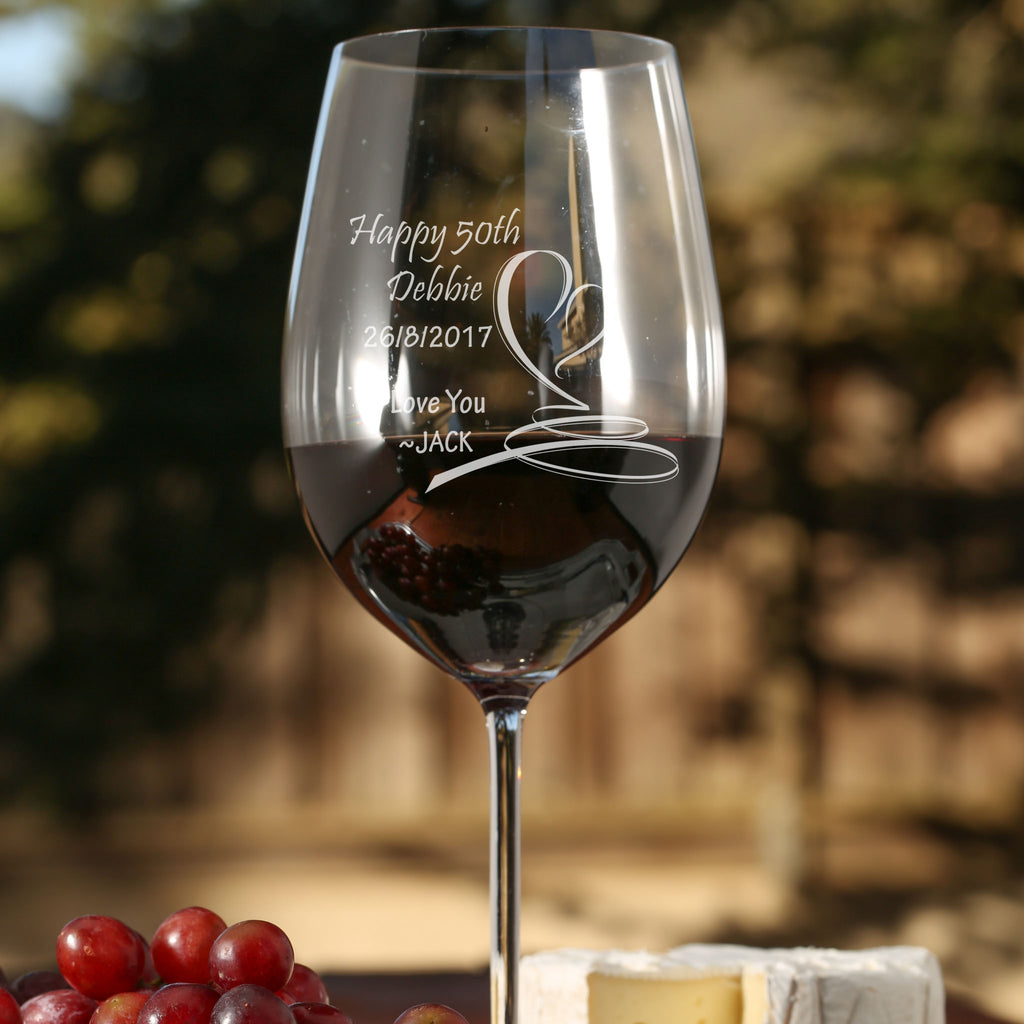 Milestone Birthday Gift - Personalised Red Wineglass
