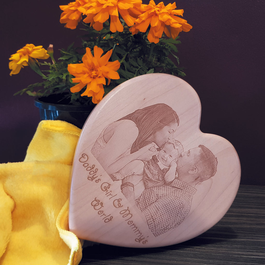 Engraved Heart Shaped Wooden Plaque - Perfect Family Gift !!
