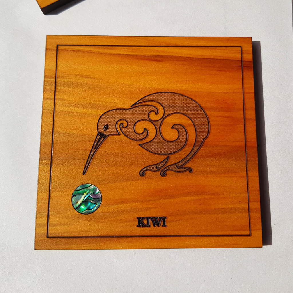 Coaster Set, New Zealand Native Birds Engraved